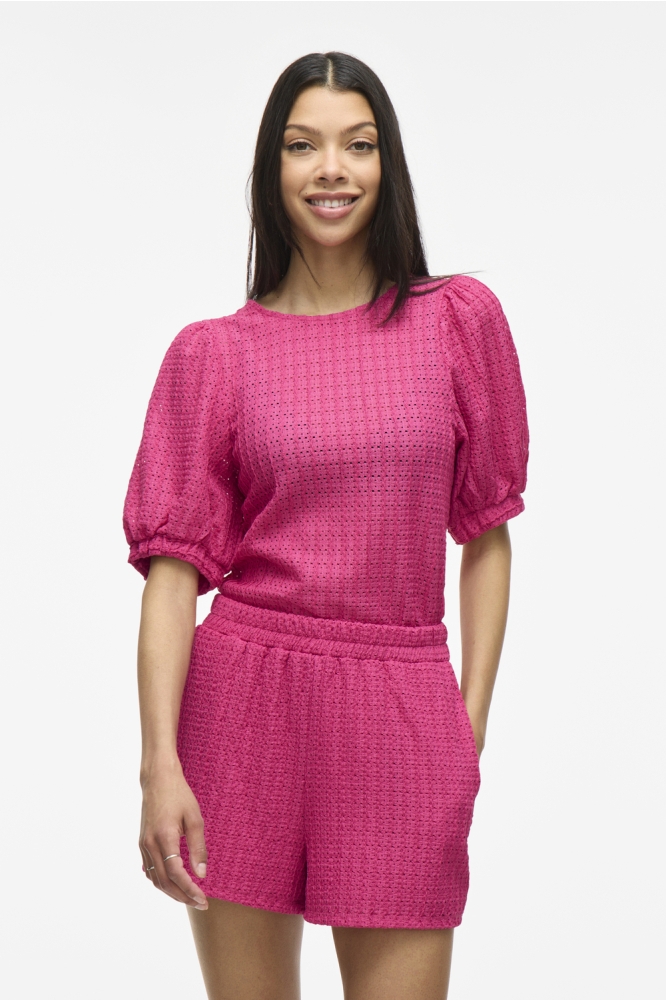 VIMINERA O-NECK 2/4 TOP/TES 14106721 RASPBERRY ROSE